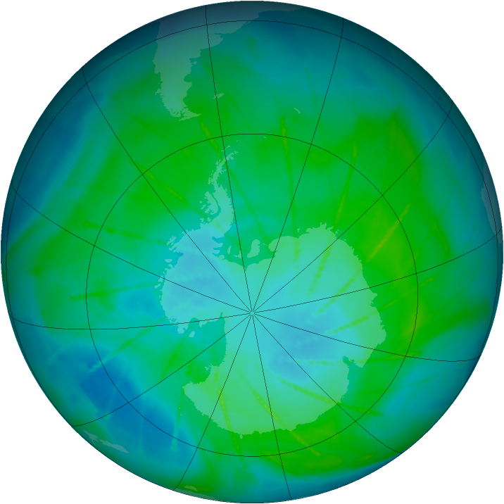 Antarctic ozone map for 17 January 2010